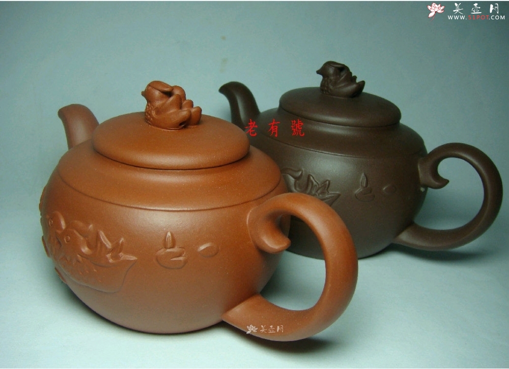 紫砂壶图片：鸳鸯壶 - 宜兴紫砂壶网
