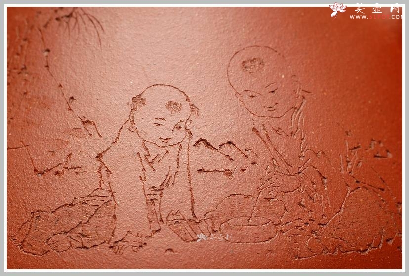 紫砂壶图片：国助和石摹范曾童趣画  顾云峰全手子冶石瓢 - 宜兴紫砂壶网
