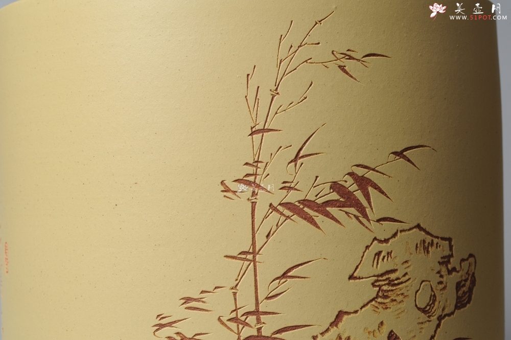 紫砂壶图片：素雅 文气 有兰有竹 笔筒 功力精湛 - 宜兴紫砂壶网