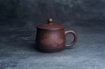 紫砂壶图片：美杯特惠 办公旅行便携式茶具荷叶盖杯 泥料超好 - 宜兴紫砂壶网