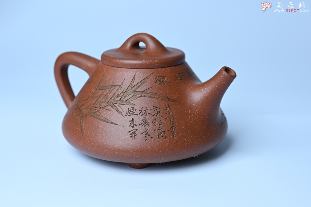 紫砂壶图片：潜力股周小培全手工降坡泥子冶石瓢 范小君徒杨志超装饰竹 特文气 - 宜兴紫砂壶网