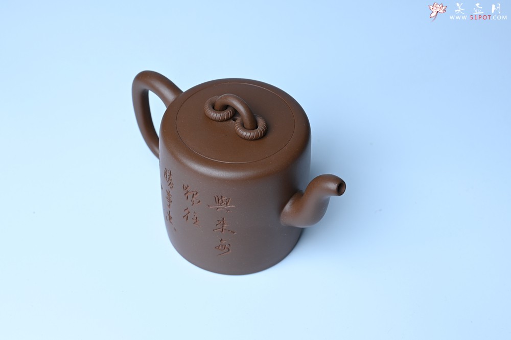紫砂壶图片：美壶特惠 潜力股王静然 优质紫泥双圈壶 兴来每独往 胜事空自知 装饰文雅 - 宜兴紫砂壶网