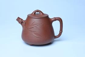 紫砂壶图片：美壶特惠 优质紫泥竹叶高石瓢壶 茶人醉爱 - 宜兴紫砂壶网