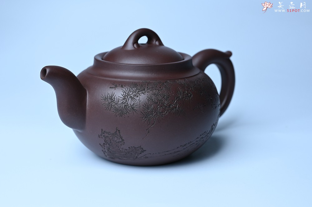 紫砂壶图片：特油润底曹青 全手工大蕴存心壶 卡盖难度相当大 明月松间照 清泉石上流 期待与亲结缘 - 宜兴紫砂壶网