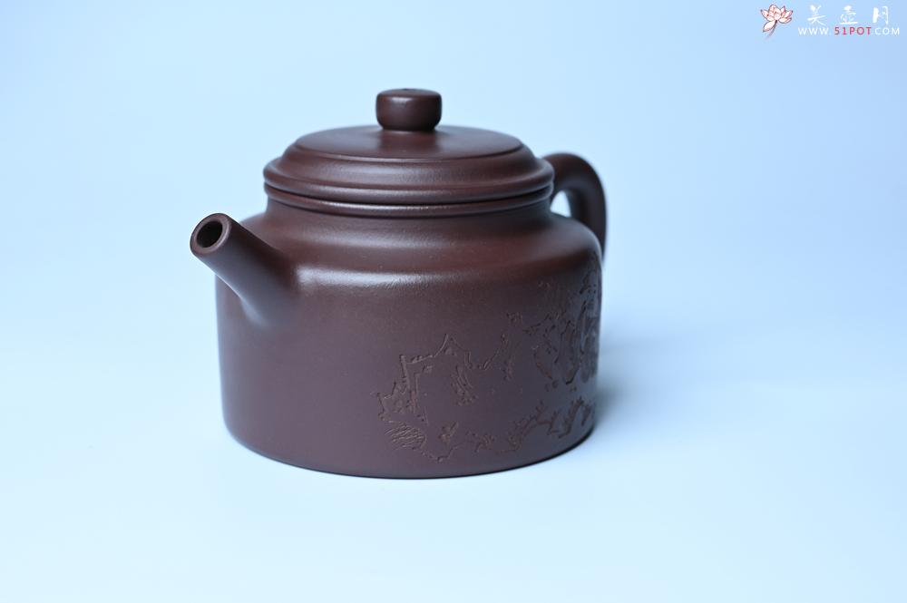紫砂壶图片：油润底曹青 全手工德中茶壶 装饰人物特文气 - 宜兴紫砂壶网