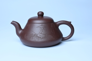 紫砂壶图片:潜力股周小培老师全手工底槽青缘德壶(借问酒家何处有)牧童遥指杏花村 期待与您结缘 - 宜兴紫砂壶网