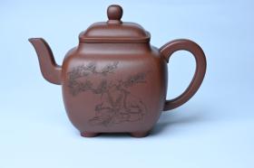 紫砂壶图片：实力派张海艳全手工油润底曹青重器鸣远四方 气势磅礴 用心之作 装饰人物特文气 - 宜兴紫砂壶网