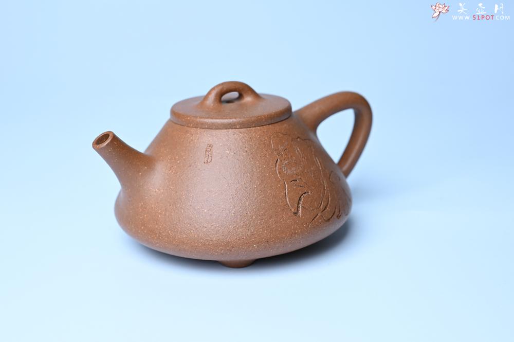 紫砂壶图片：油润五彩段泥 全手工薄胎子冶石瓢 难度大 骨肉匀挺 文气装饰罗汉图 无为 - 宜兴紫砂壶网