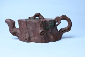 紫砂壶图片：实力派国工奚亮 全手工双色松桩壶 此壶灵动刻画描绘松桩之形 - 宜兴紫砂壶网