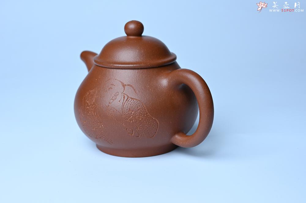 紫砂壶图片：美壶特惠 王老师 全手工红降坡泥潘壶 国助工 易轩 范小君徒杨志超老师刻绘 装饰小富贵特文气 - 宜兴紫砂壶网