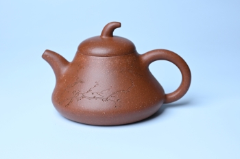 紫砂壶图片:美壶特惠 潜力股王老师 全手工拍打成型茄瓢壶 装饰枯枝鸟 特文气 - 宜兴紫砂壶网