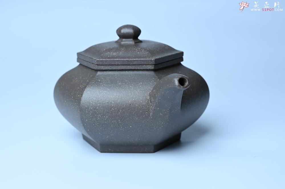 紫砂壶图片：实力派张海艳全手工油润青灰段泥藏六方壶 线面挺快 大气 - 宜兴紫砂壶网