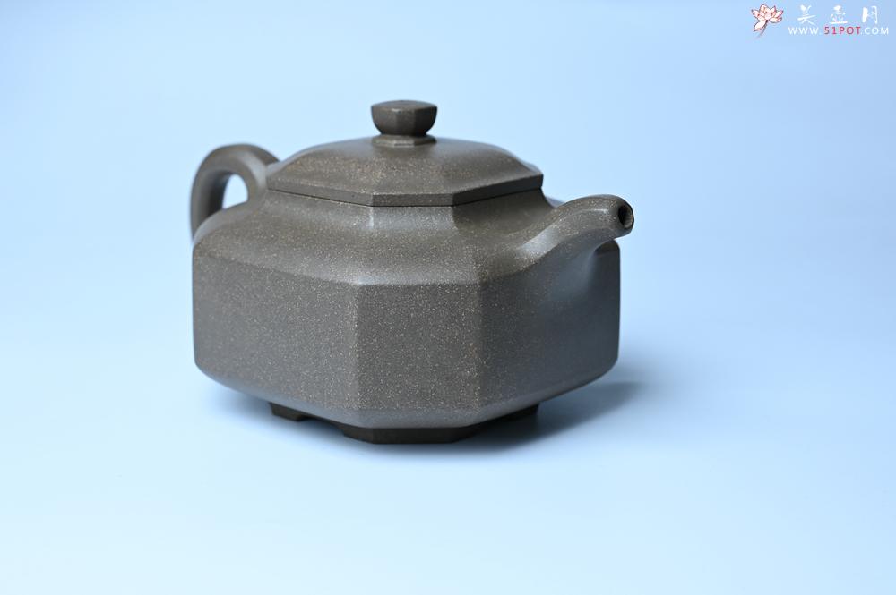 紫砂壶图片：实力派张海艳全手工蟹壳老青段泥精工八方侧角壶 气势磅礴 - 宜兴紫砂壶网