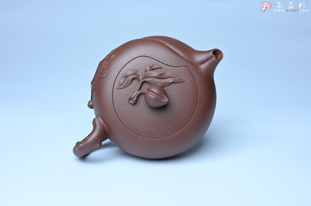 紫砂壶图片：美壶特惠 1993年国工杨军保精致特好紫泥蟠桃壶 - 宜兴紫砂壶网