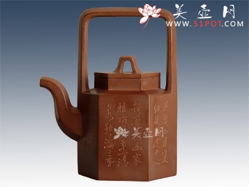 紫砂壶图片：六方提梁 - 宜兴紫砂壶网