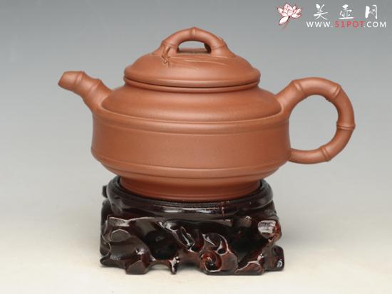 紫砂壶图片：双线竹鼓   容量：300cc - 宜兴紫砂壶网