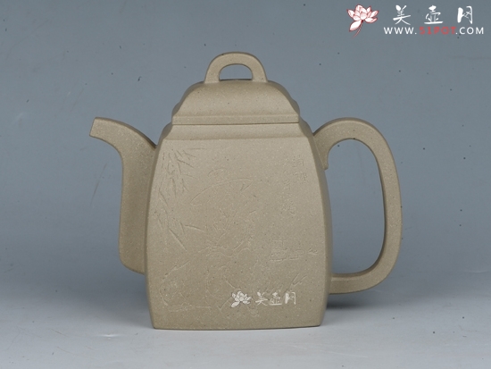 紫砂壶图片：汉方 容量：350cc 泥料：本山绿泥 - 宜兴紫砂壶网