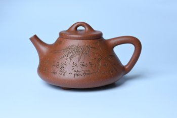 紫砂壶图片：潜力股周小培全手工降坡泥子冶石瓢 范小君徒杨志超装饰竹 特文气 - 宜兴紫砂壶网
