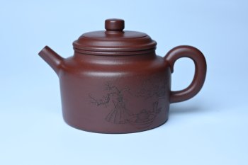 紫砂壶图片：油润黄龙山4号深井红皮龙 全手工德中壶 做工特好 装饰清供图 特文气 - 宜兴紫砂壶网