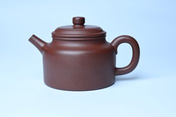 紫砂壶图片：油润黄龙山4号深井红皮龙 全手工德中壶 - 宜兴紫砂壶网