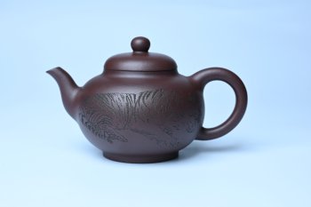 紫砂壶图片：油润黄龙山底槽青 全手工熹微壶 文气装饰 虎啸山林 期待与您结缘 - 宜兴紫砂壶网