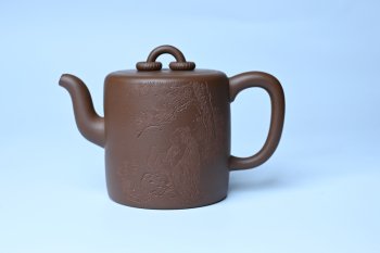 紫砂壶图片：美壶特惠 潜力股王静然 优质紫泥双圈壶 兴来每独往 胜事空自知 装饰文雅 - 宜兴紫砂壶网