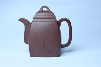 紫砂壶图片：全手工精致汉方壶 清池皓月照禅心 禅意浓浓 - 宜兴紫砂壶网