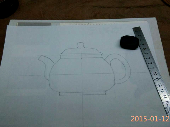 紫砂壶图片：全手工制壶过程-绘图 - 宜兴紫砂壶网