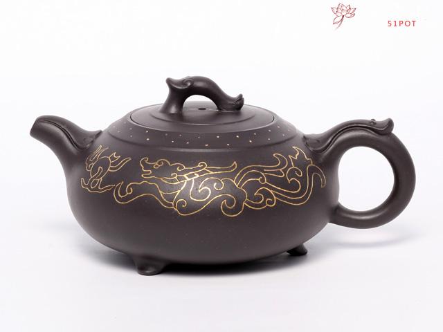 紫砂壶图片：镶金大行天下 - 宜兴紫砂壶网