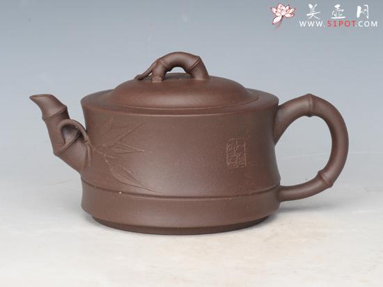 紫砂壶图片：竹段 容量：380cc   黄龙山老紫泥 - 宜兴紫砂壶网
