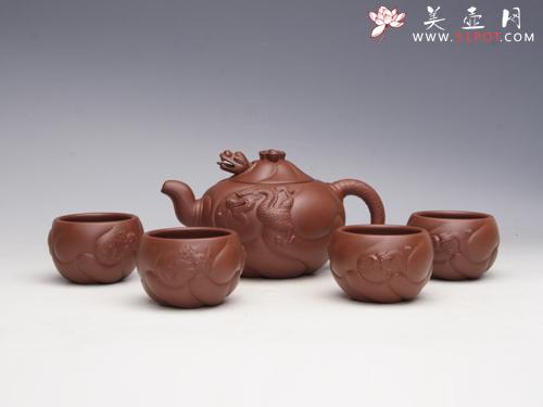 紫砂壶图片：鱼化龙套壶 原矿底... - 宜兴紫砂壶网