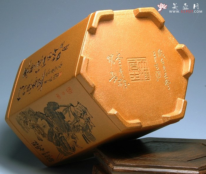 紫砂壶图片：钟馗威虎笔筒 - 宜兴紫砂壶网