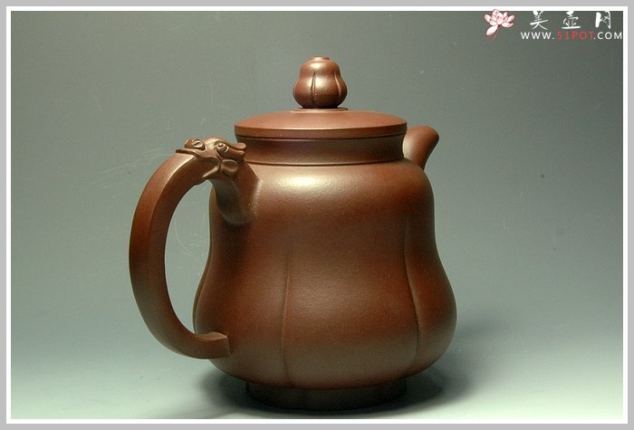 紫砂壶图片：龙莲壶 大气精细 - 宜兴紫砂壶网