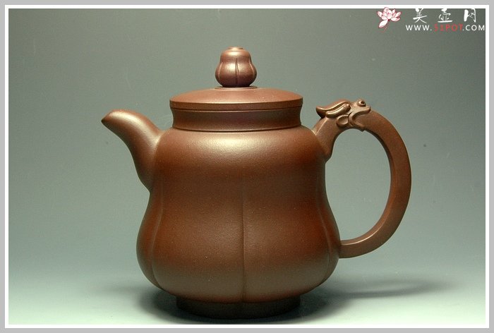 紫砂壶图片：龙莲壶 大气精细 - 宜兴紫砂壶网
