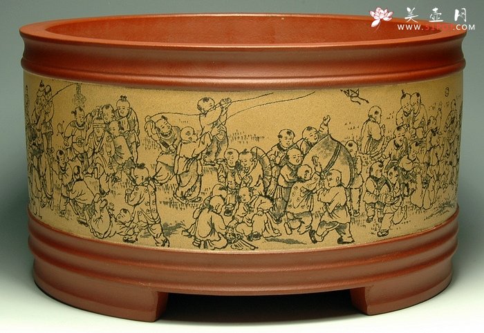 紫砂壶图片：圆百子图 - 宜兴紫砂壶网