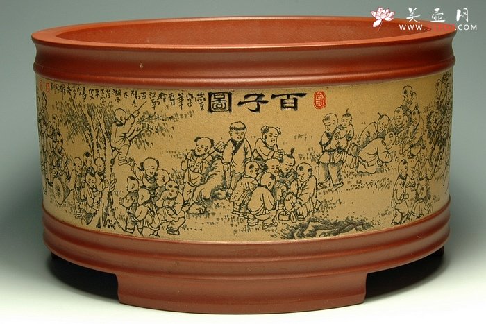 紫砂壶图片：圆百子图 - 宜兴紫砂壶网