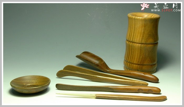 紫砂壶图片：茶道-绿檀木-大 - 宜兴紫砂壶网