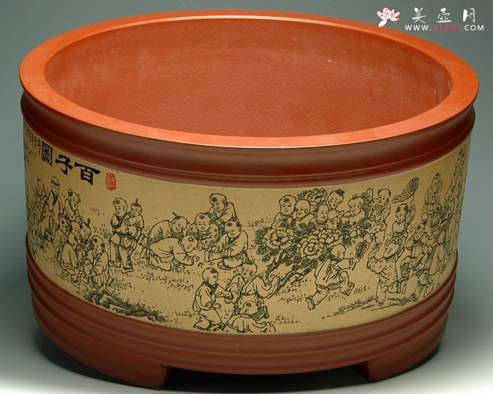 紫砂壶图片：圆百子图 - 宜兴紫砂壶网