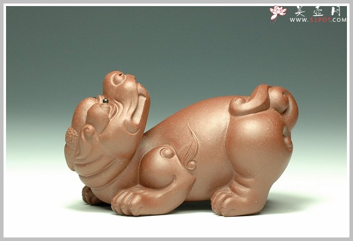 紫砂壶图片：回头貔貅 - 宜兴紫砂壶网