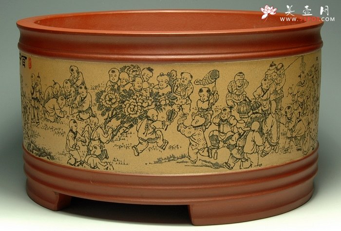 紫砂壶图片：圆百子图 - 宜兴紫砂壶网