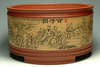 紫砂壶图片：圆百子图 - 宜兴紫砂壶网