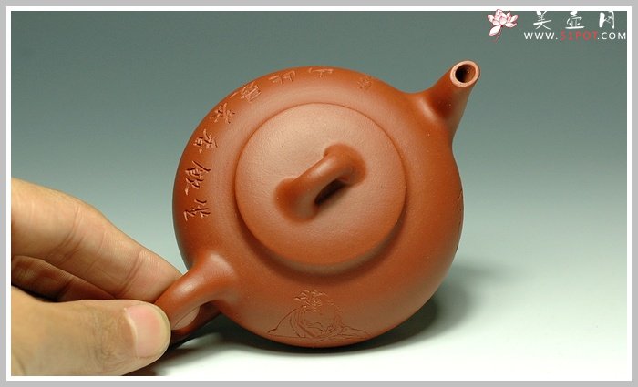 紫砂壶图片：红泥扁樱 - 宜兴紫砂壶网