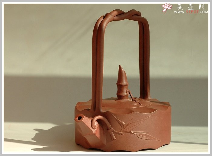 紫砂壶图片：六方竹提梁 - 宜兴紫砂壶网