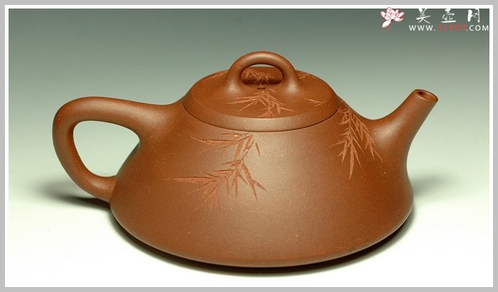 紫砂壶图片：刻竹的瓢2 - 宜兴紫砂壶网