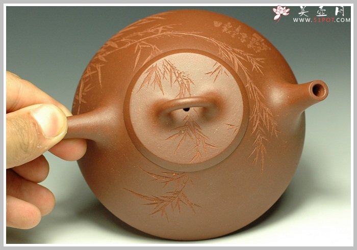 紫砂壶图片：刻竹的瓢2 - 宜兴紫砂壶网