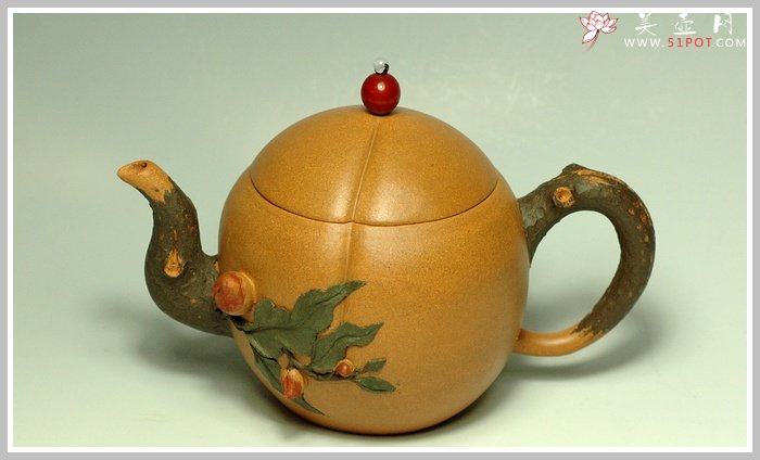 紫砂壶图片：全手一套寿桃套壶 - 宜兴紫砂壶网