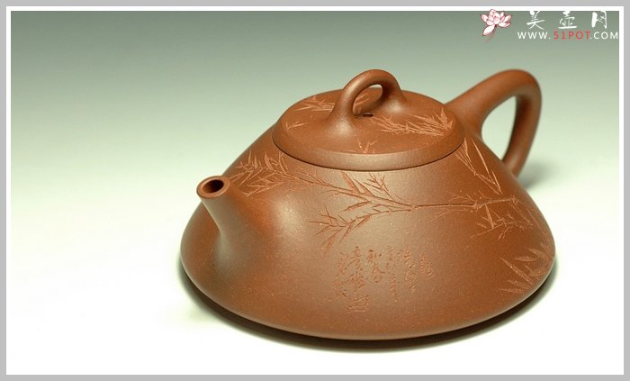 紫砂壶图片：刻竹的瓢2 - 宜兴紫砂壶网