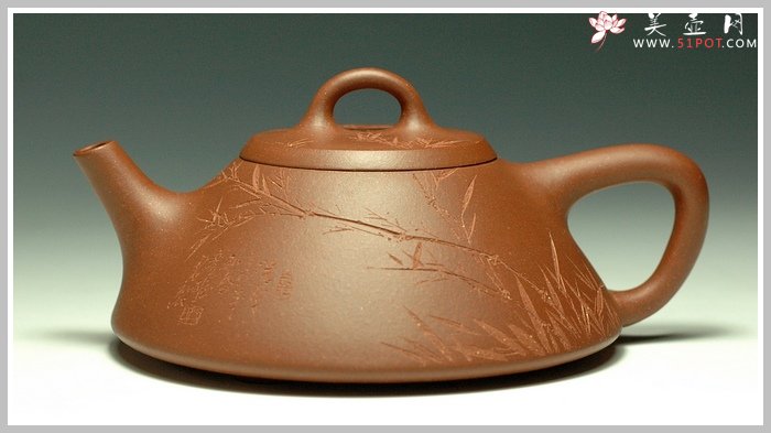 紫砂壶图片：刻竹的瓢2 - 宜兴紫砂壶网