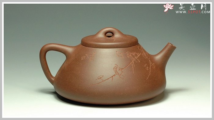 紫砂壶图片：通转梅花 子冶石瓢 - 宜兴紫砂壶网