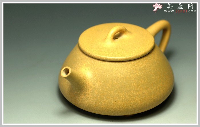 紫砂壶图片：平盖段泥石瓢 - 宜兴紫砂壶网